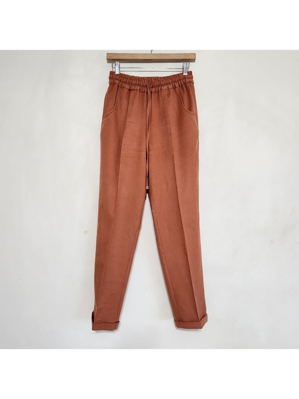 Kiton Cashmere Trousers Drawstring Ankle Pants Sz 42 Italy Orange
